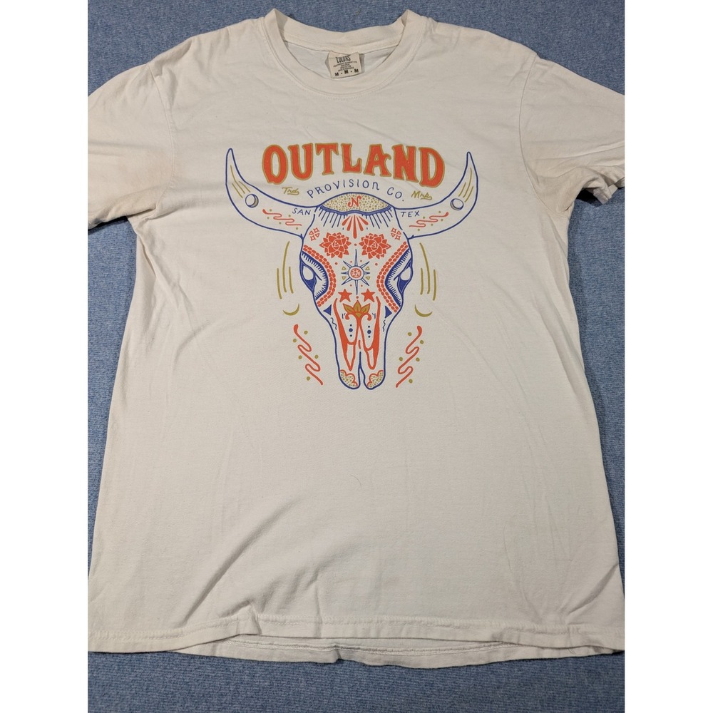 Outland Provision Co San Antonio Texas Bull Skull Graphic Tee MED Comfort Colors